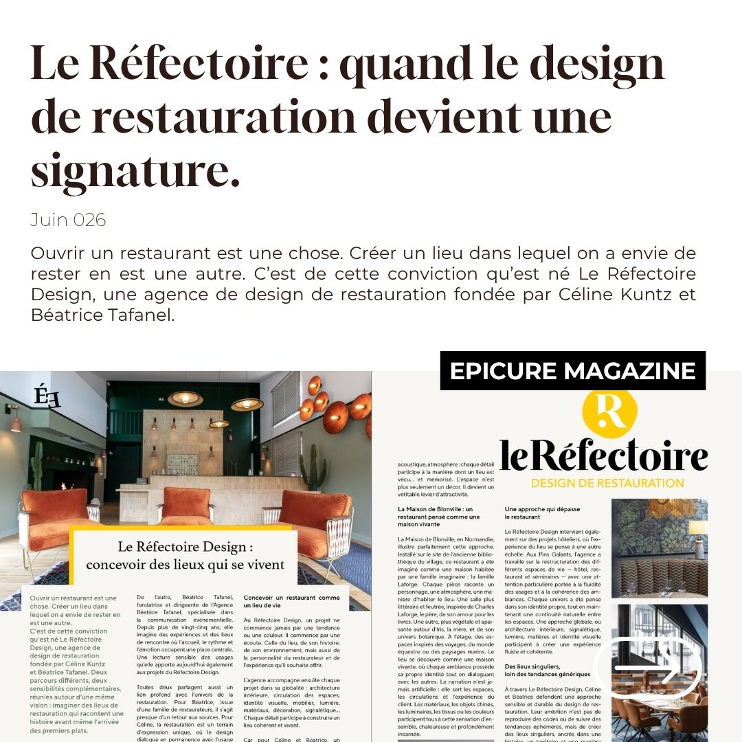 Le Réfectoire Design _ revue de presse site La Maison de Blonville Epicure